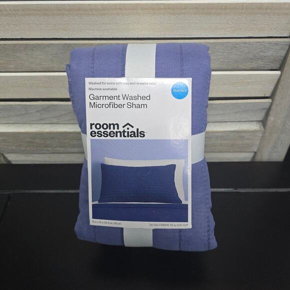 Garment Washed Microfiber Quilt Sham Blue | Room Essentials | Standard - Picture 1 of 5